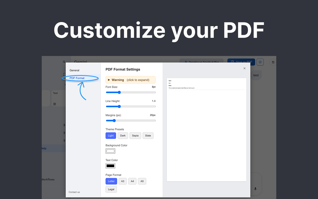 Процесс конвертации чата Grok в PDF